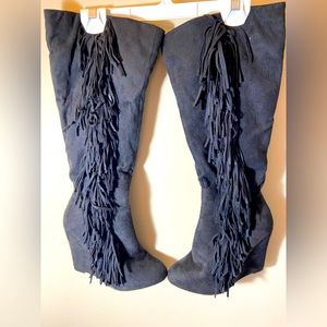 Faux Suede Black Boots